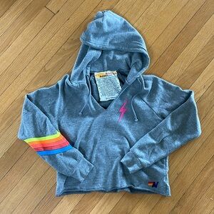 Aviator Nation Lightning Bolt Cropped Hoodie - Small